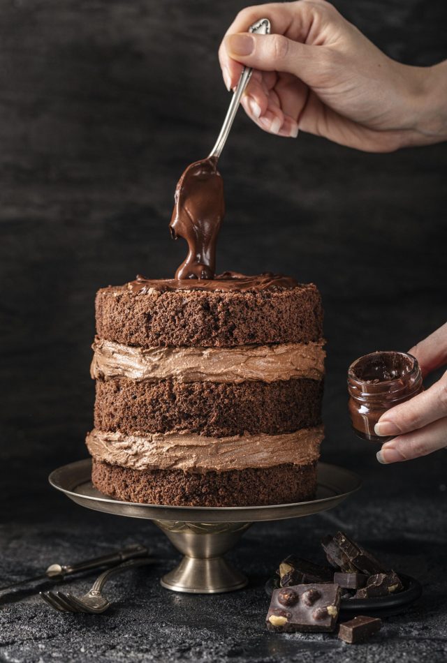 front-view-delicious-chocolate-cake-concept